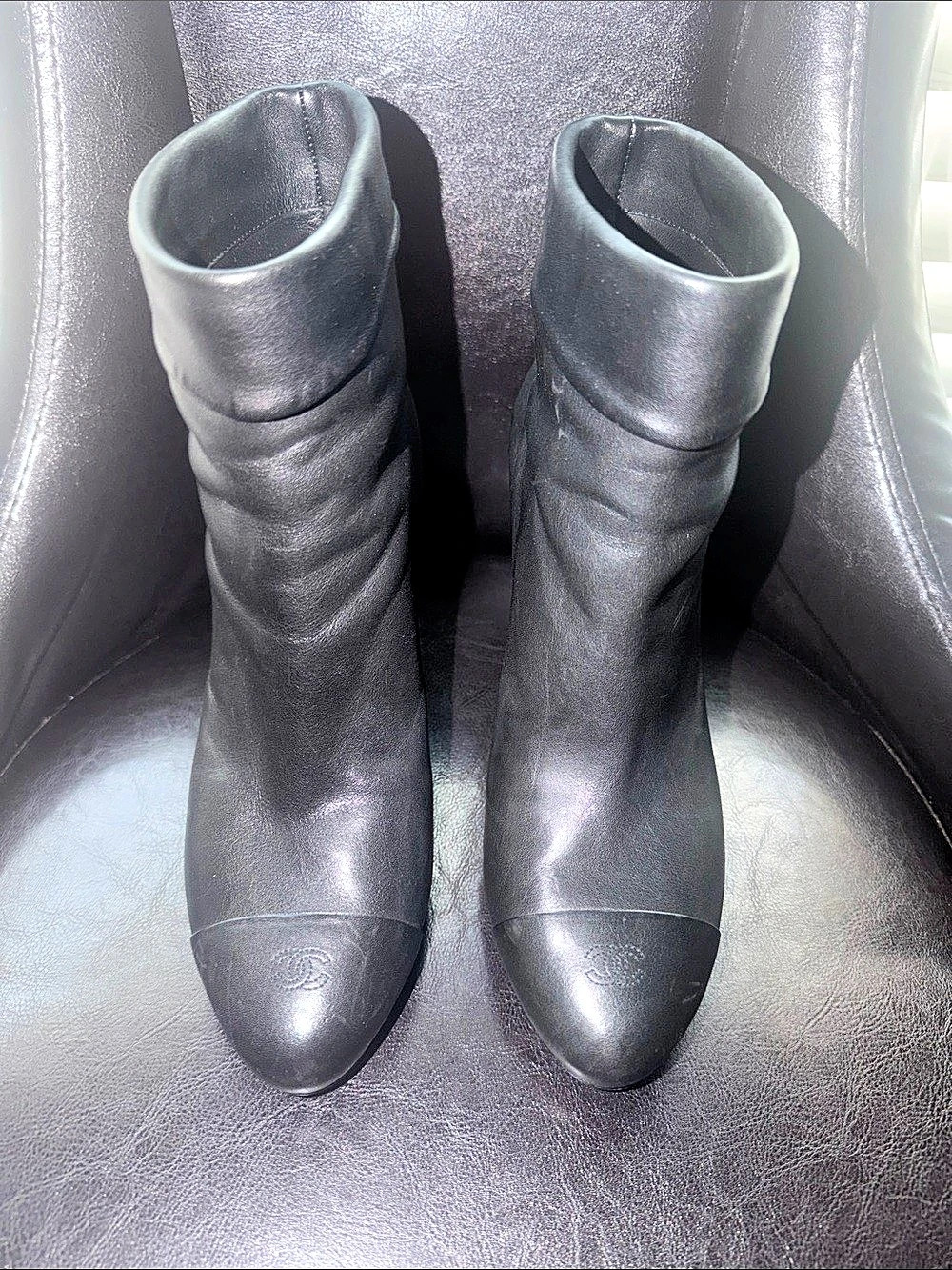 Chanel Black Heeled Ankle Boots EU 401⁄2